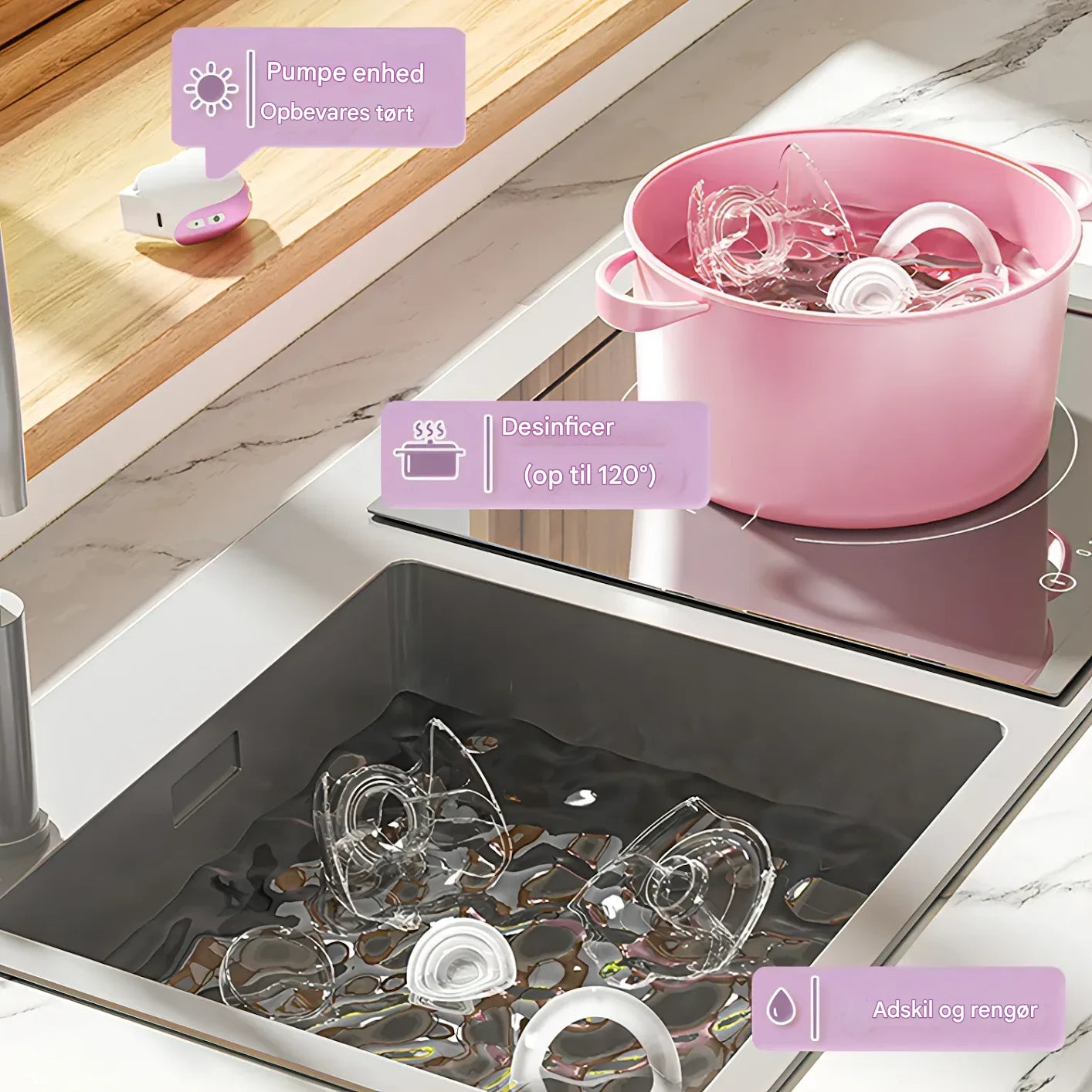 NurturaFlow bærbar brystpumpe – håndfri, støjsvag og genopladelig