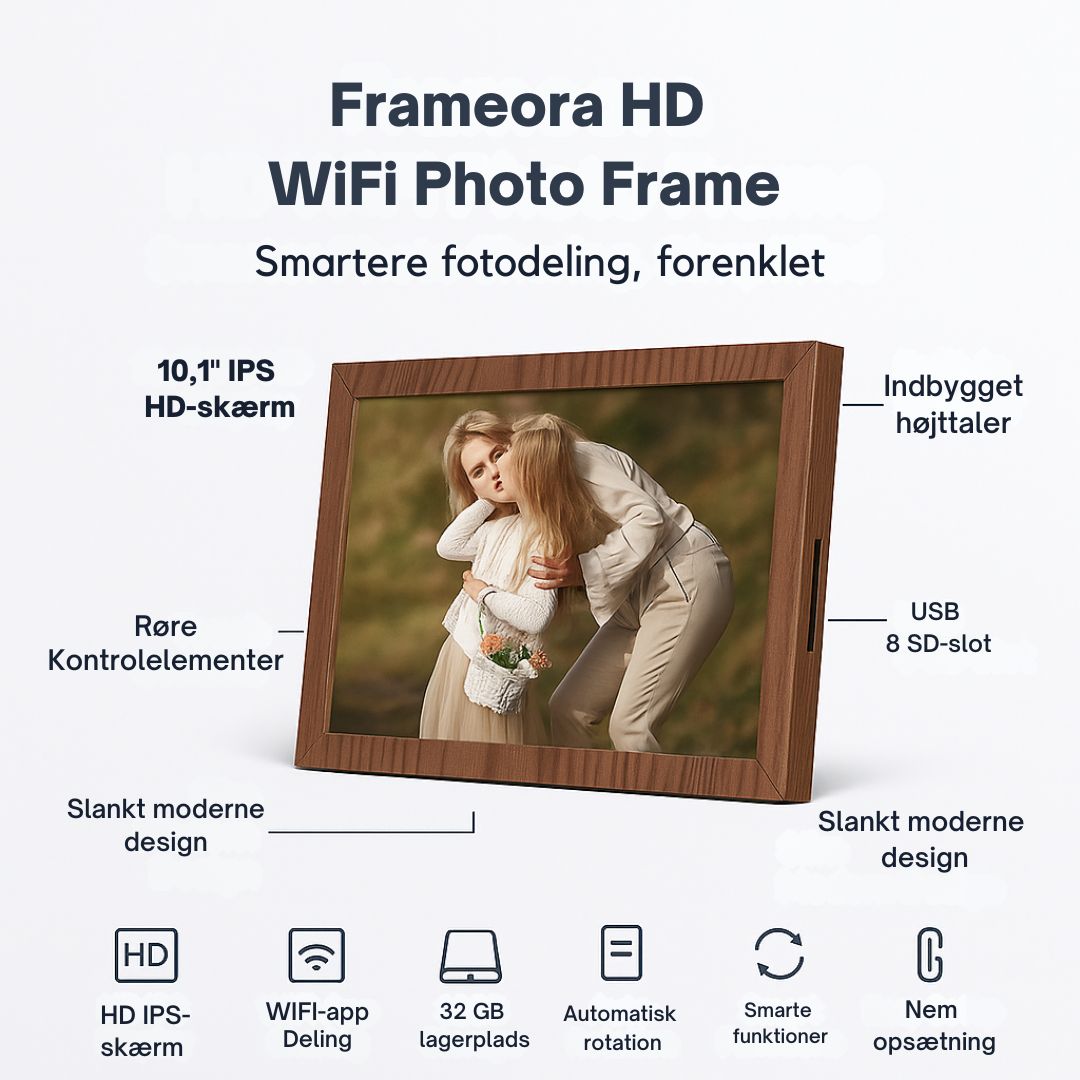Frameora HD WiFi Digitalramme – 10,1" IPS Touchscreen,