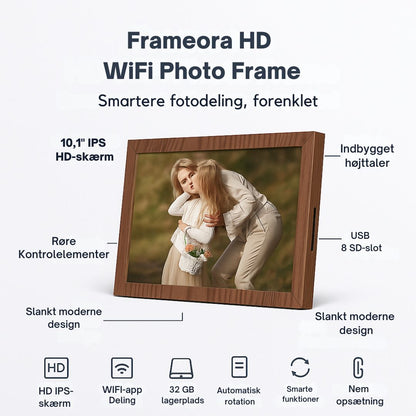 Frameora HD WiFi Digitalramme – 10,1" IPS Touchscreen,