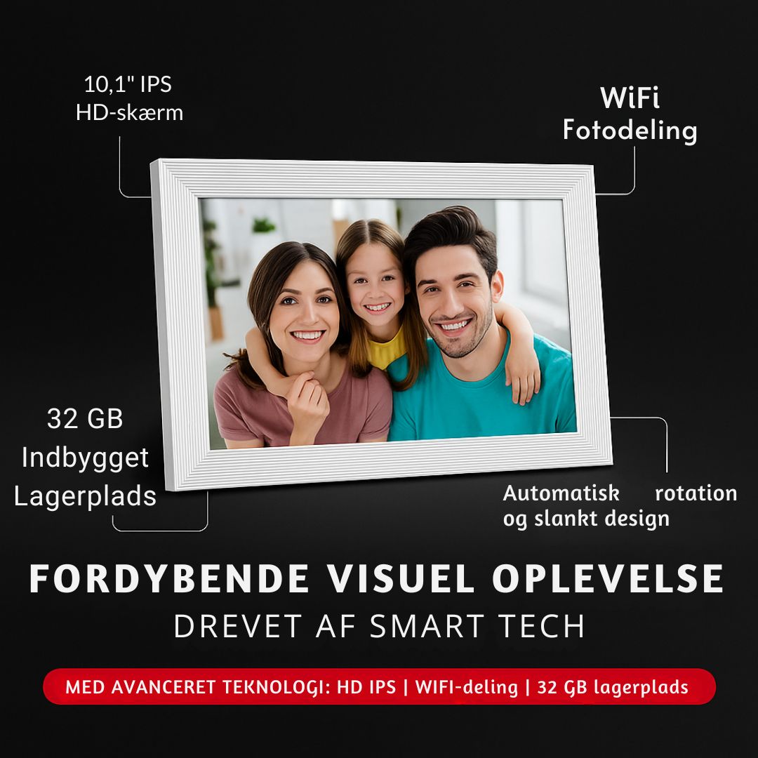 Frameora HD WiFi Digitalramme – 10,1" IPS Touchscreen,