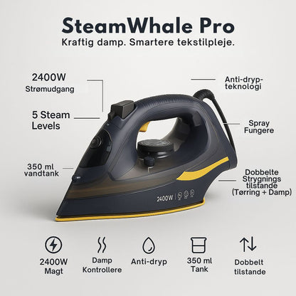SteamWhale Pro – 2400W Anti-drip damprygejern