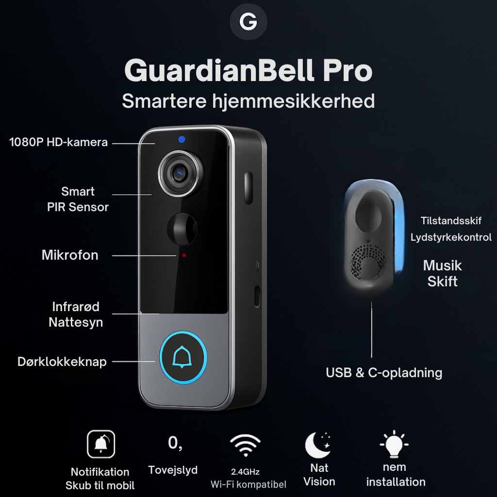 GuardianBell Pro AI Nattesynsdørklokke